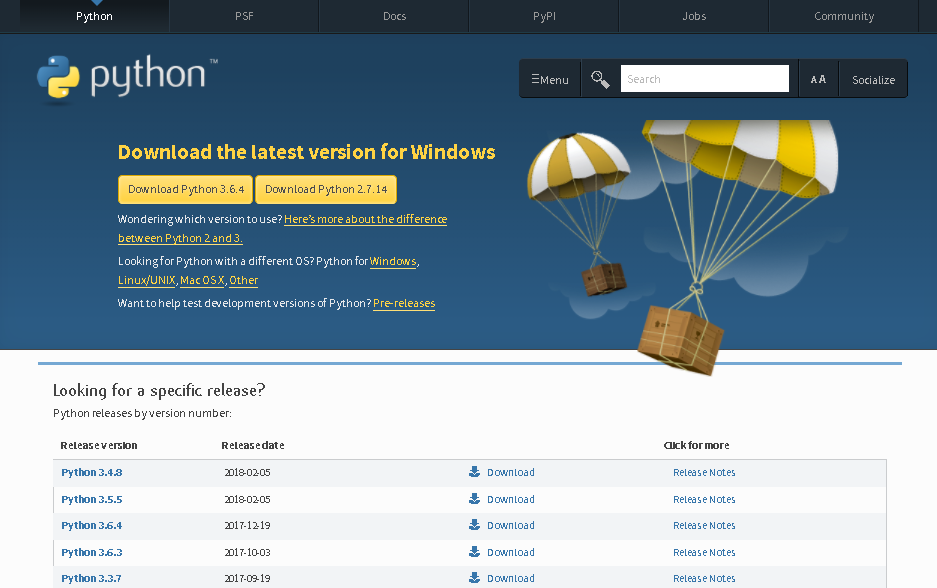 Python download page